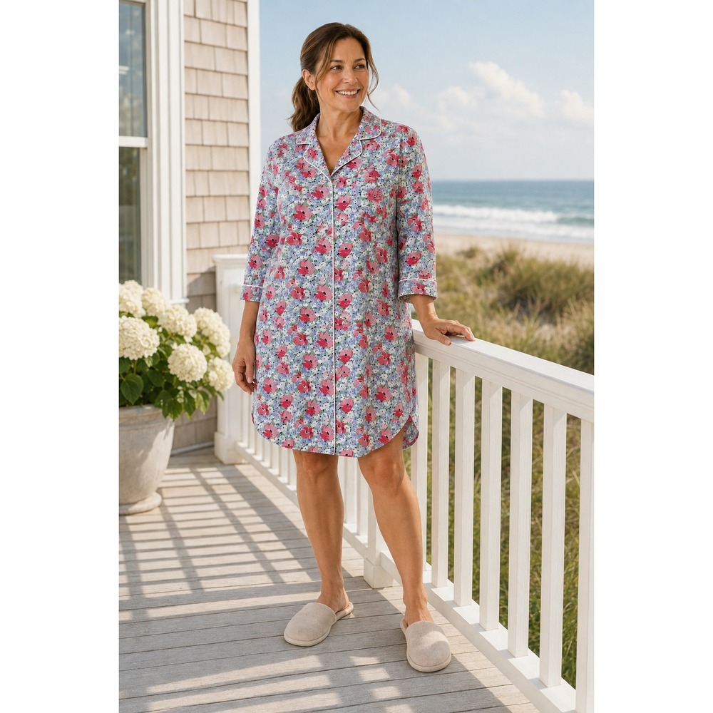 Lauren Ralph Lauren Floral Nightshirt Pink Blue LRL Monogram 2000s Older Label L